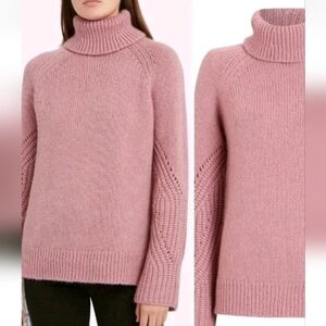 INTERMIX Pink Turtleneck Alpaca Blend Pullover Sweater